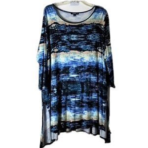 Plus Premiere Studio Tie Dye High Low Tunic Blouse